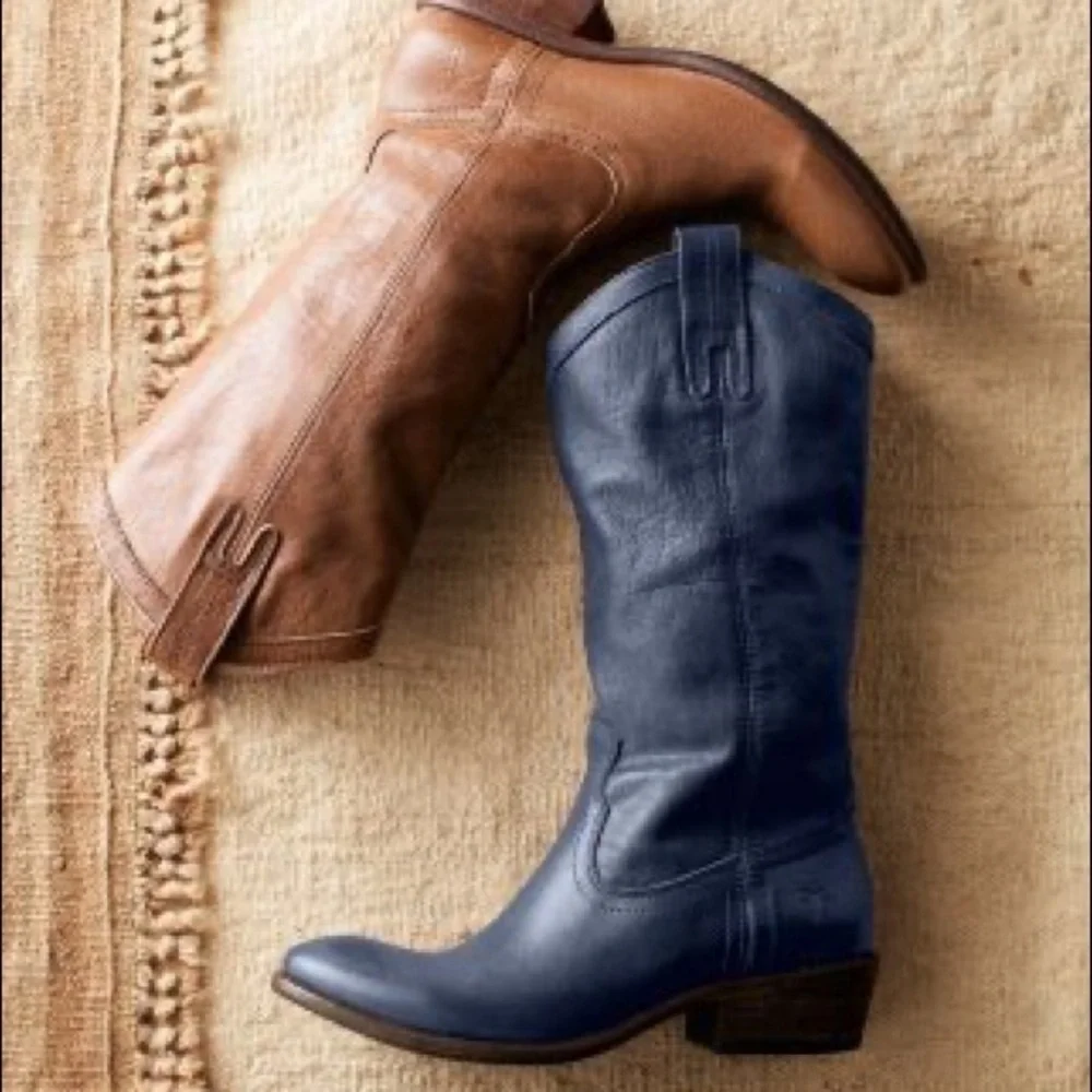 Frye Carson Pull On Brown Real Leather Western Cowgirl Rodeo Everyday Work Boot